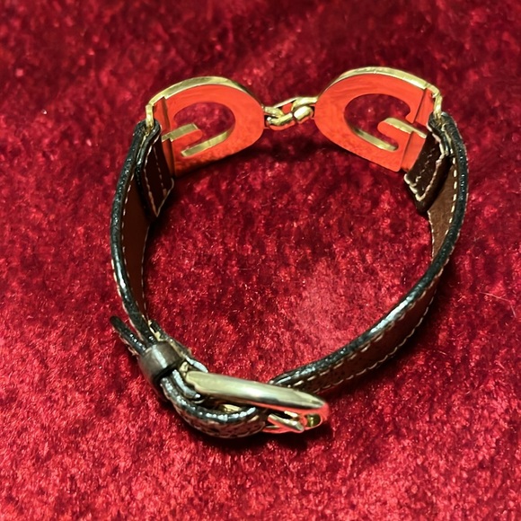 Beautiful Gucci vintage bracelet/ leather brown and gold “G’s”; like new - Picture 3 of 6